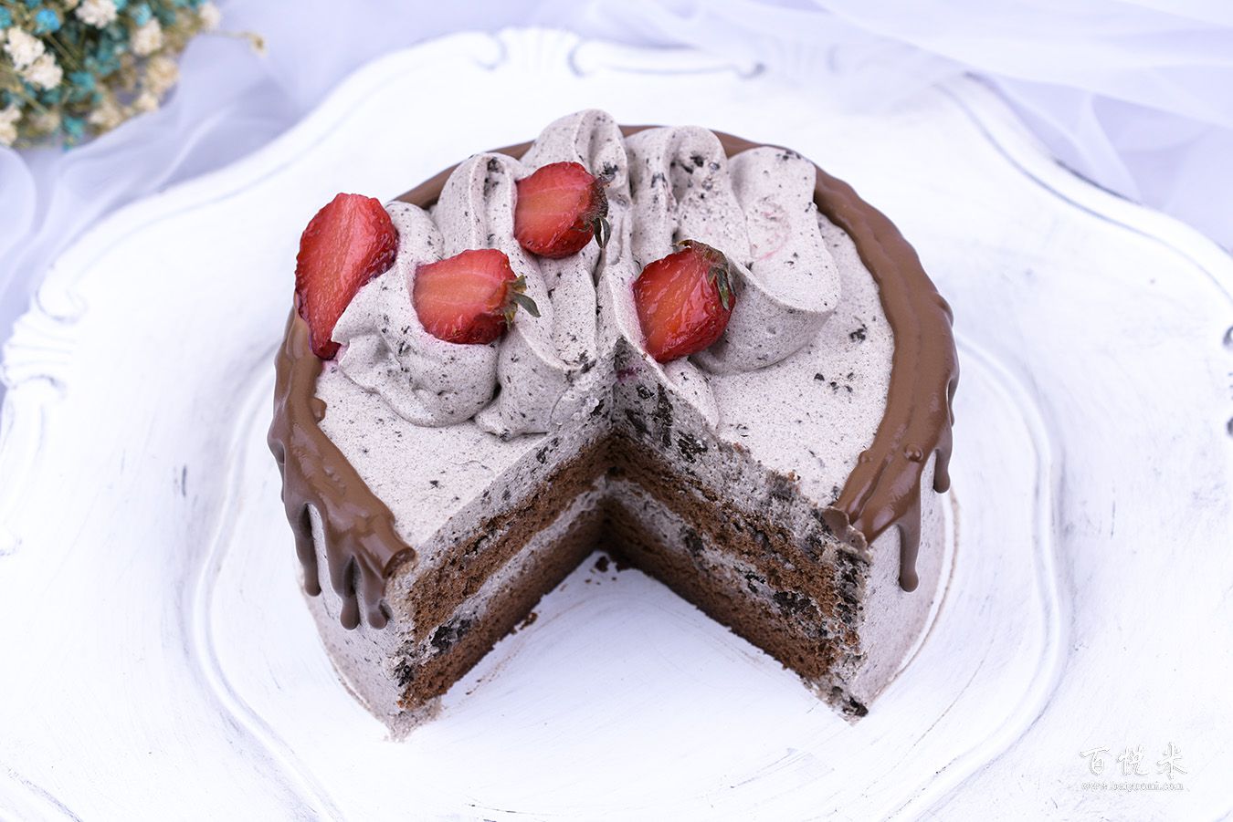 奧利奧咸奶油草莓淋面蛋糕高清圖片大全【蛋糕圖片】_1140